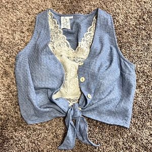 Cropped Vest w/ lace bralette
